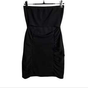 PrettyLittleThing Little Black Dress Rouched Strapless Cutout Party Dress Sz 4